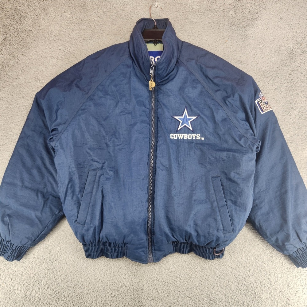 Vintage 90s Dallas Cowboys Pro Player Puffer Jacket Mens Size M Blue